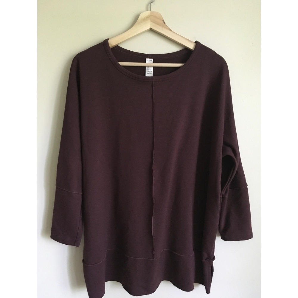 Spanx AirEssentials Crew Neck Tunic Top Burgundy Plum Oversized Medium